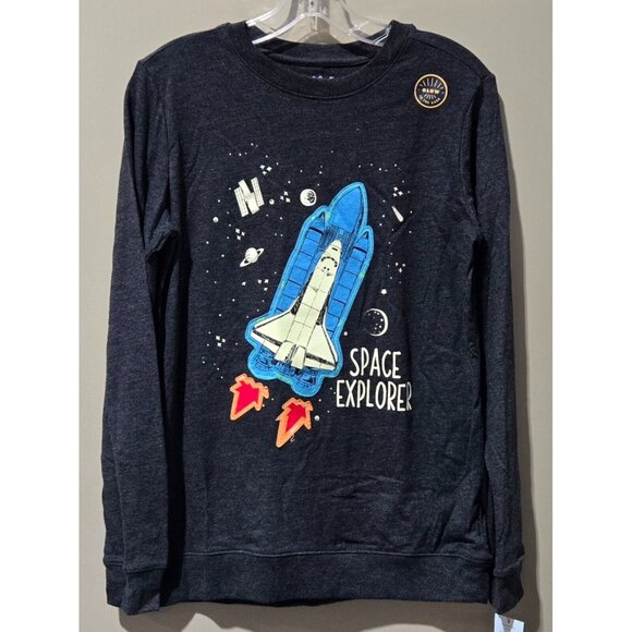 Cat & Jack Boys' XL 16 Space Explorer Glow in the Dark Shuttle LS Gray T-Shirt - Picture 1 of 6